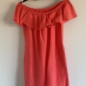 Tommy Bahama coral strapless ruffle dress  M